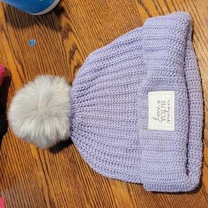 Light purple with grey pom love your melon beanie